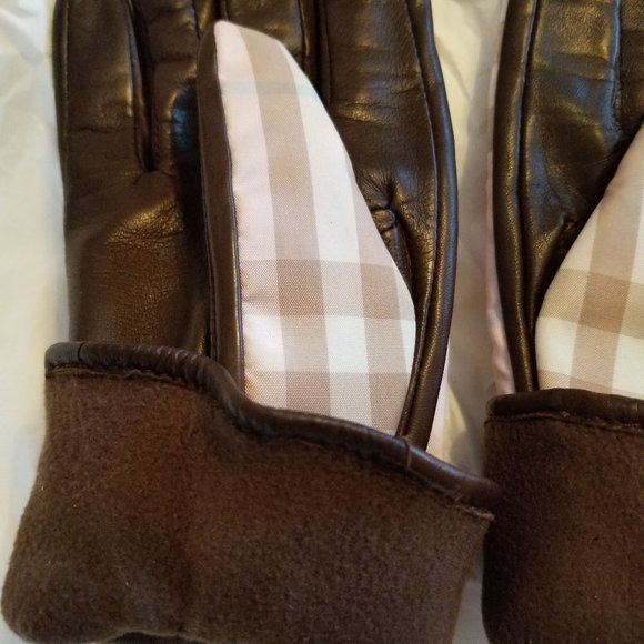 Burberry Pink and Brown Plaid Gloves - Picture 7 of 16
